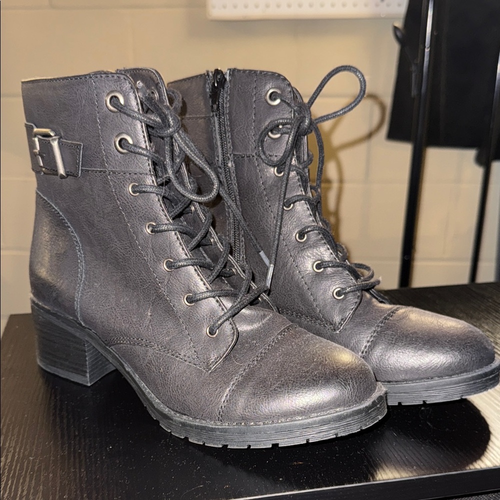 Rampage Black Lace Up Boots